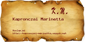 Kapronczai Marinetta névjegykártya